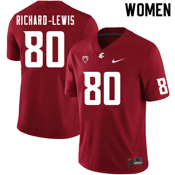 Women #80 Jasiah Richard-Lewis Washington State Cougars College Football Jerseys Sale-Crimson